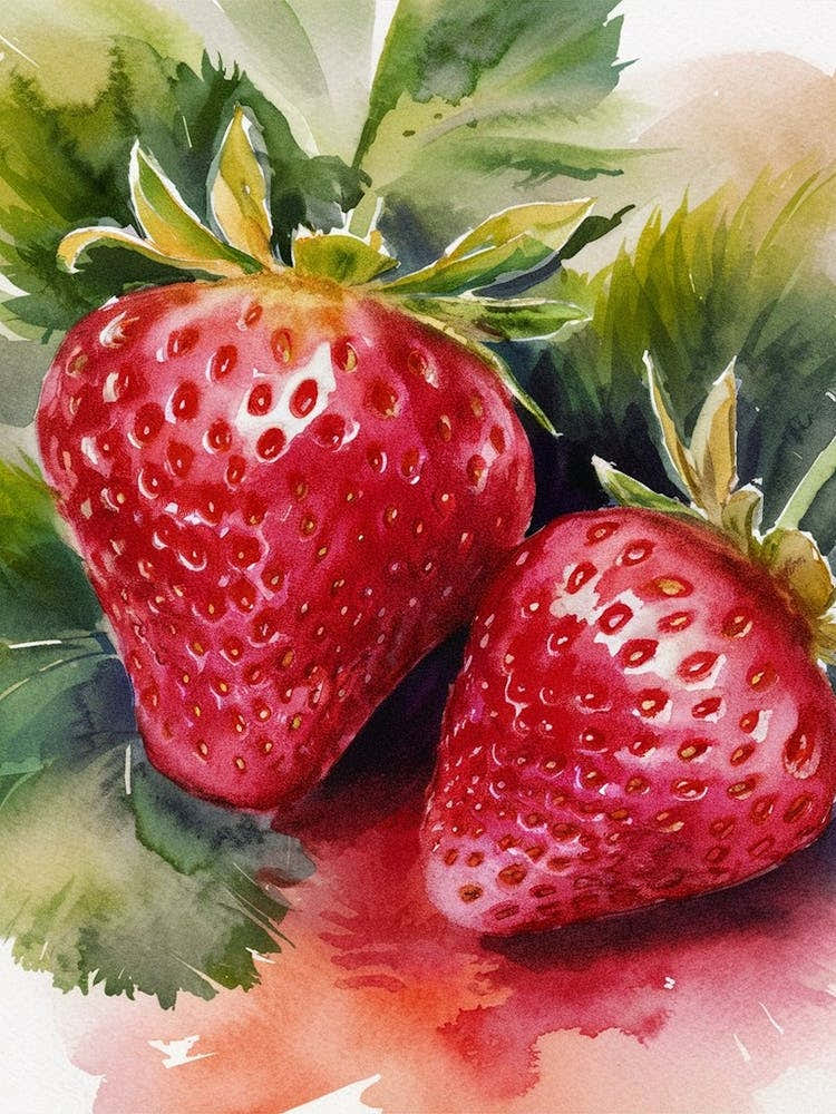 Strawberry Watercolor Painting