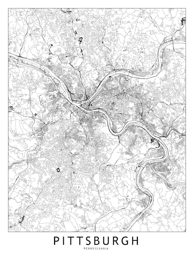 Pittsburgh White Map