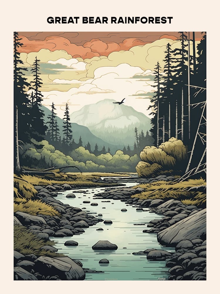 Great Bear Rainforest Midcentury Travel Poster
