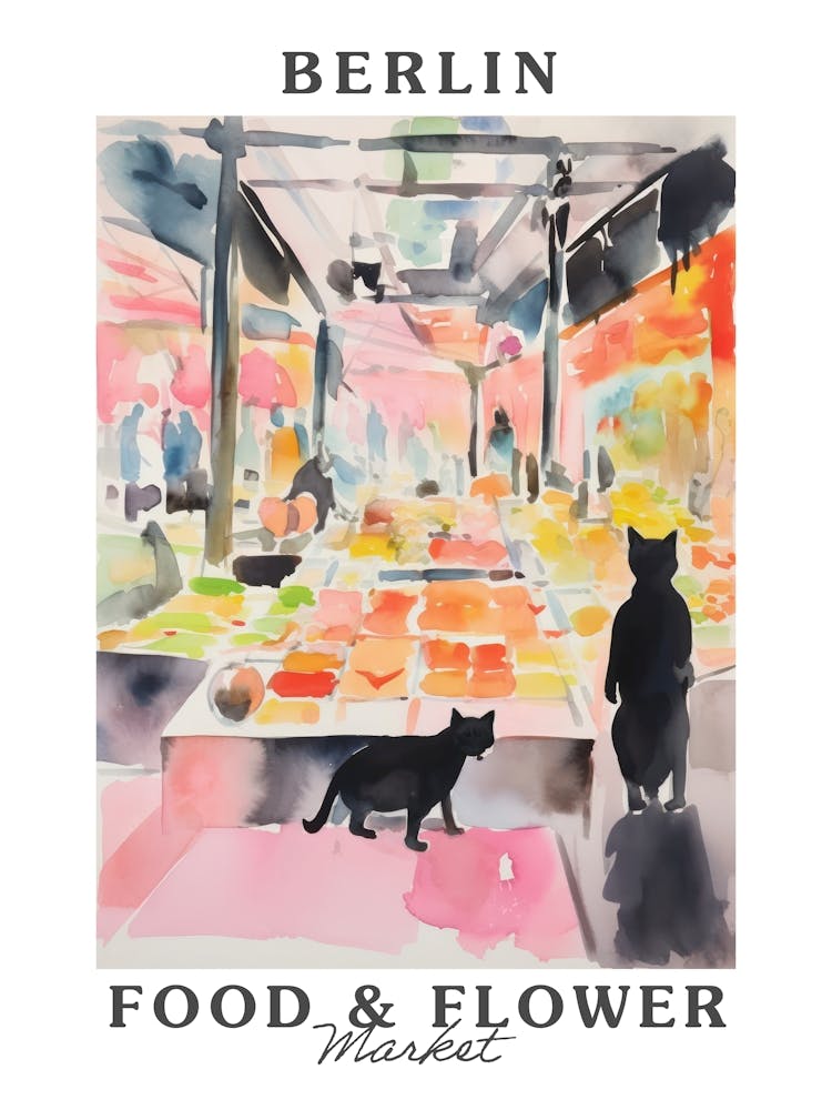 Food Market With Cats In Berlin 2 Poster