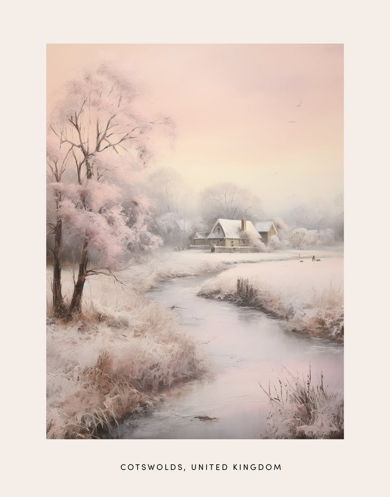 Dreamy Winter Painting Poster Cotswolds United Kingdom 4