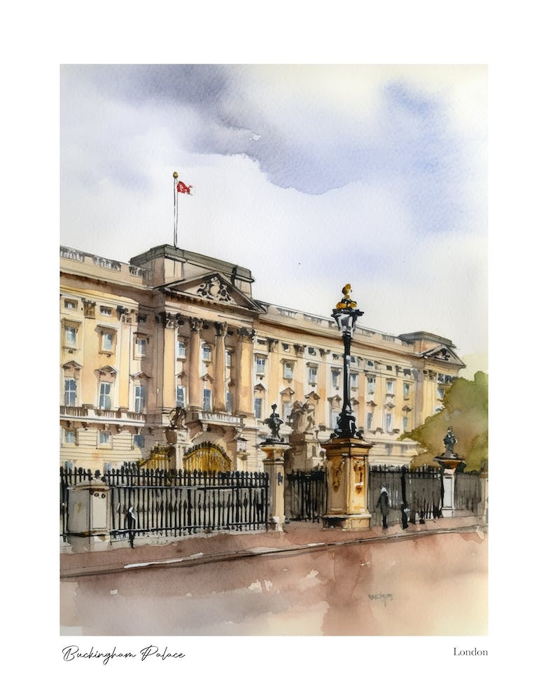 Buckingham Palace, London 1 Watercolour Travel Poster
