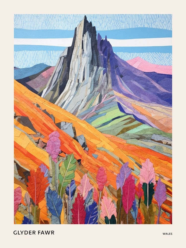 Glyder Fawr Wales 1 Colourful Mountain Illustration Poster