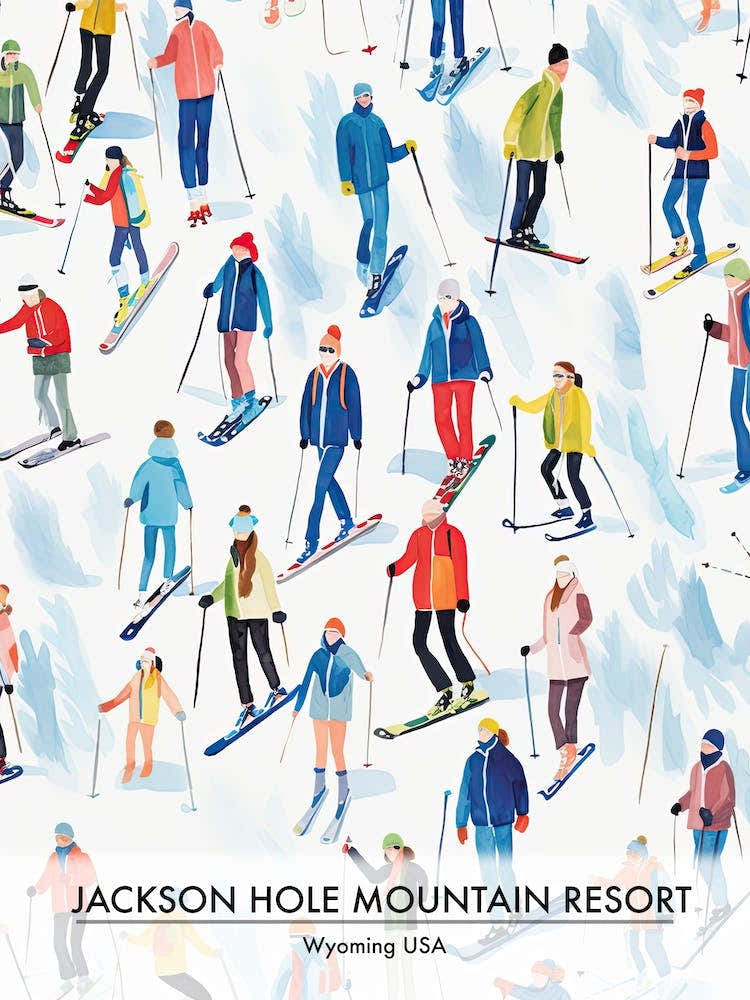 Jackson Hole Mountain Resort   Wyoming Usa, Ski Resort Poster Illustration 2
