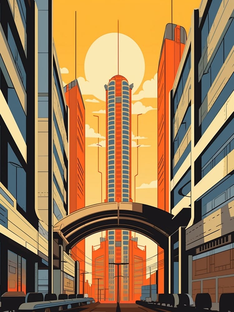 Umeda Sky Building, Japan Vintage Travel Art 1