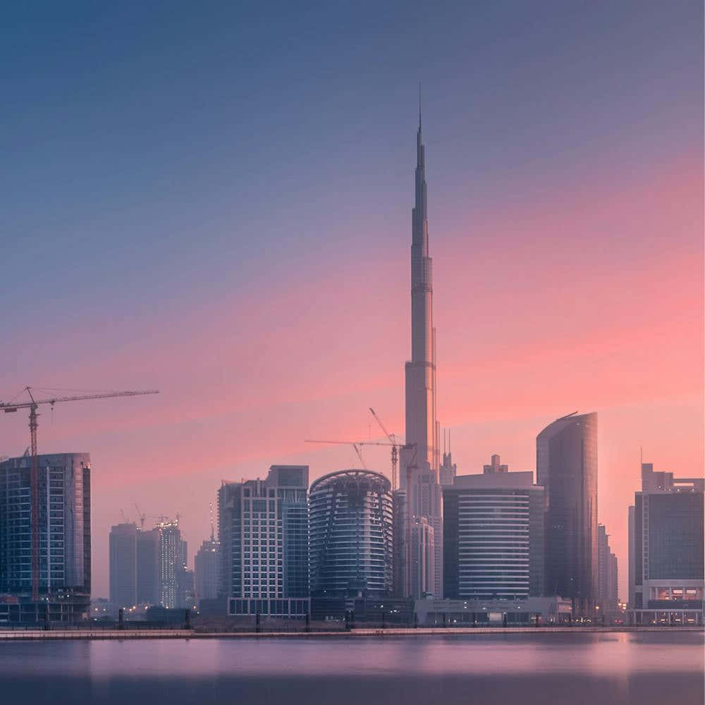 Dubai Skyline At Sunset