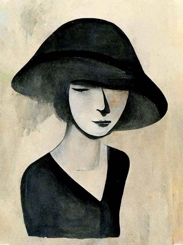 Portrait Woman Black Hat