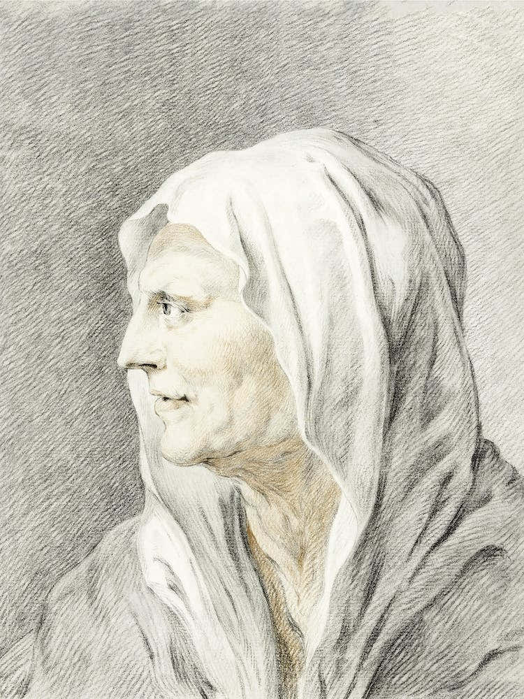 Old Woman With Headscarf, Jean Bernard