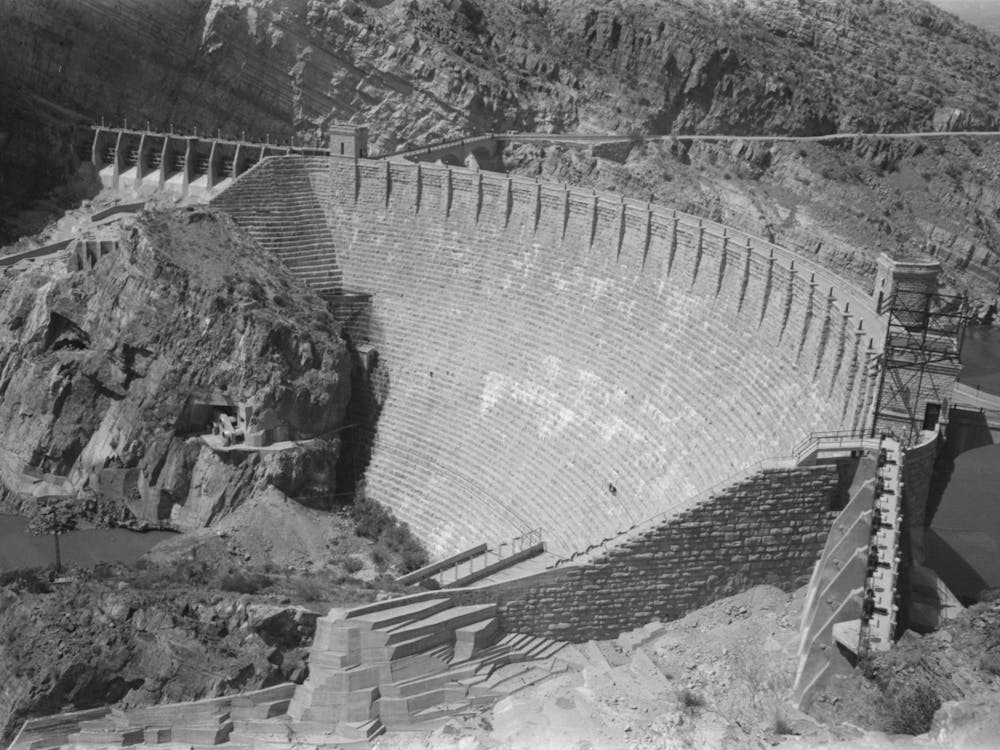 Roosevelt Dam Which Stores Water For The Salt River Valley And Phoenix, Arizona By Russell Lee