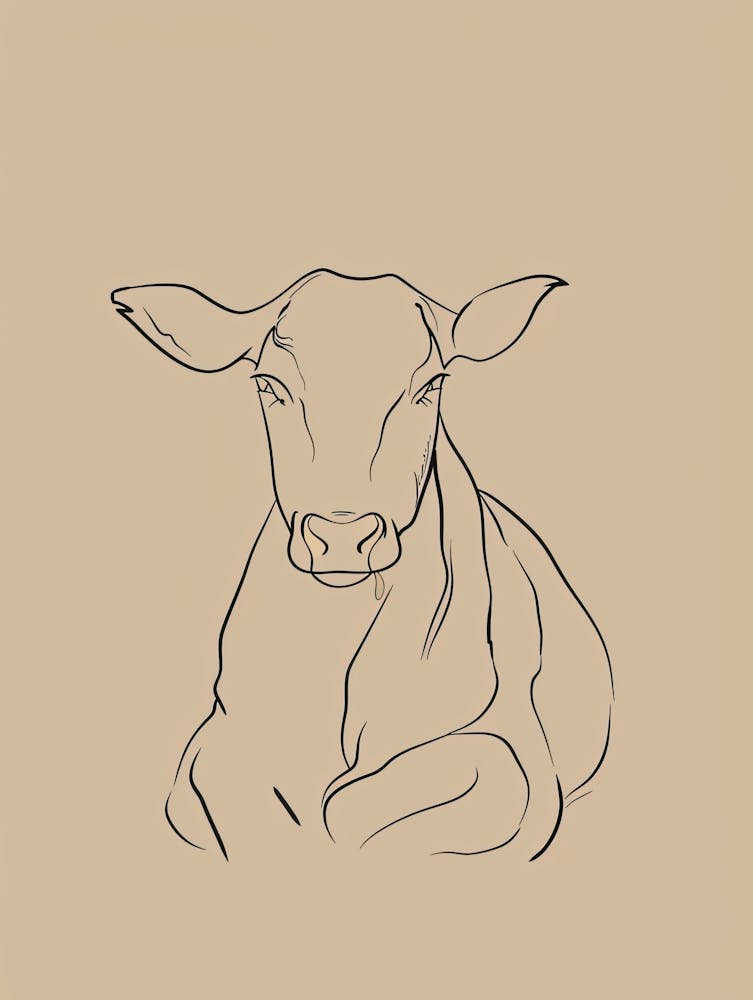Cow - Boho, Line Art
