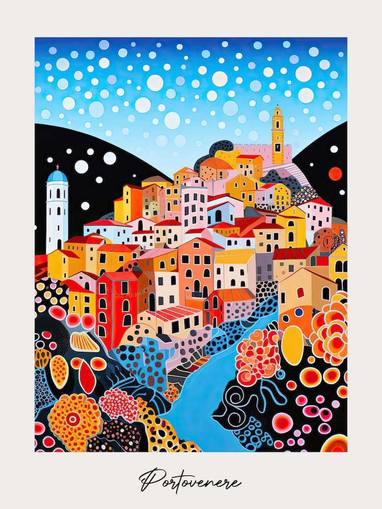 Poster Of Portovenere, Italy, Illustration In The Style Of Pop Art 1