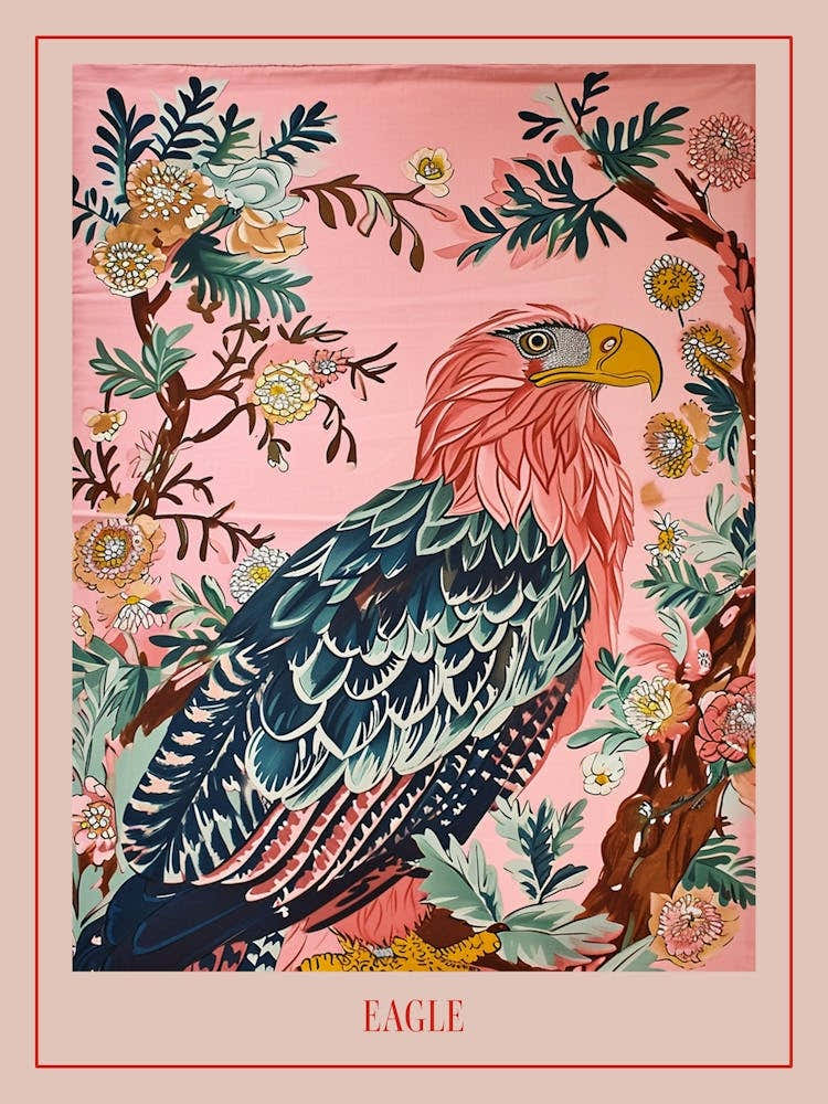 Floral Animal Painting Eagle 4 Poster