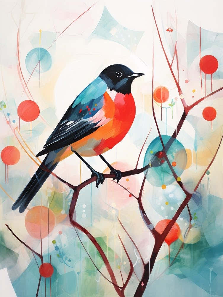 Bird Painting Collage Robin 3