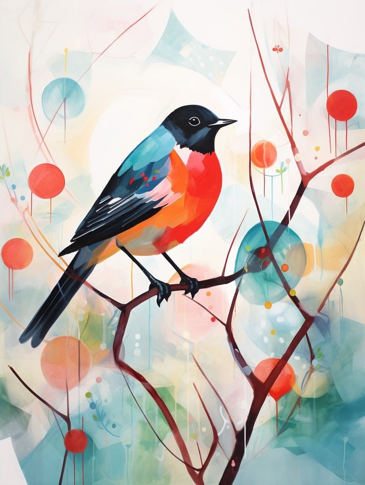 Bird Painting Collage Robin 3