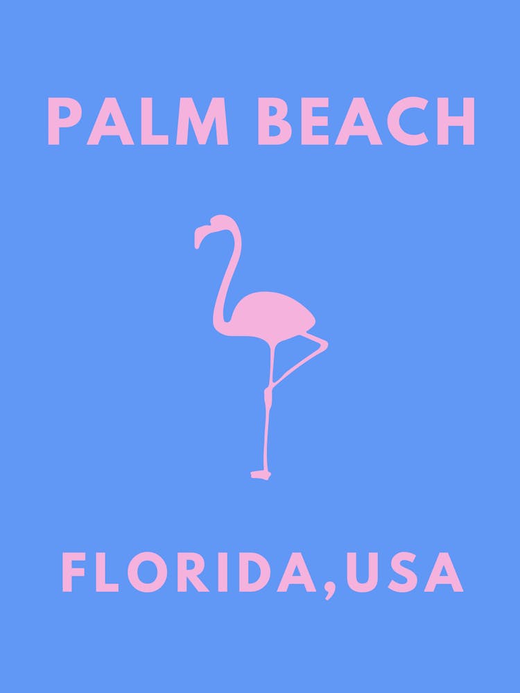Palm Beach Florida wall art | Pink and blue travel print