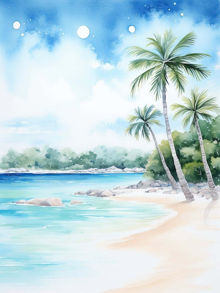 Watercolour Of Whitehaven Beach   Queensland Australia 2