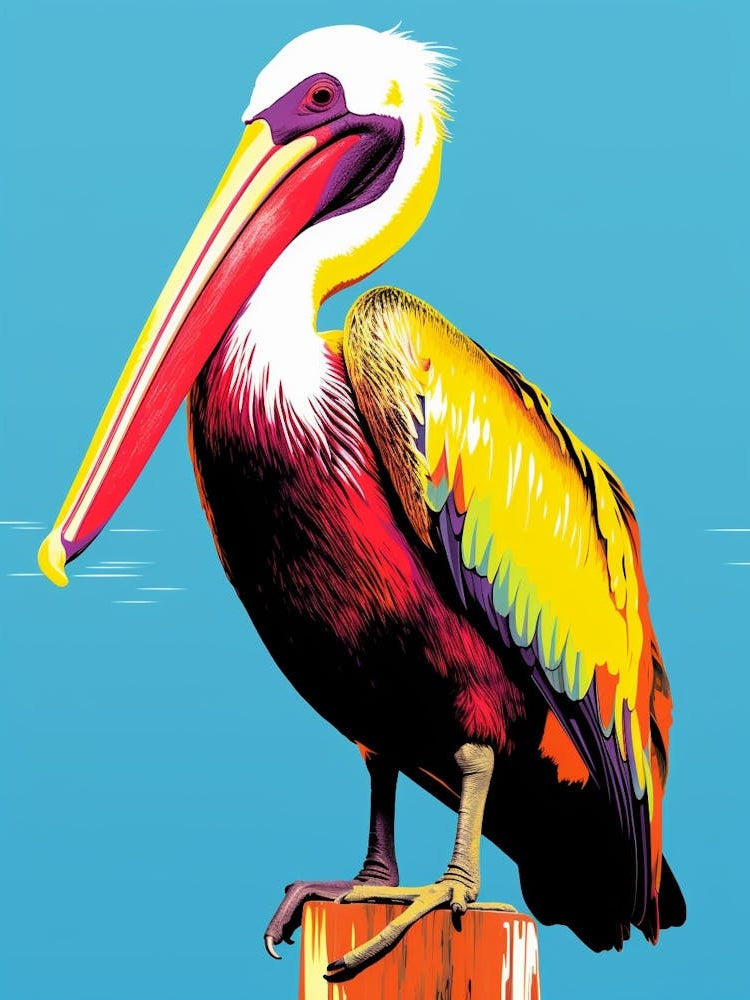 Andy Warhol Style Bird Brown Pelican 2