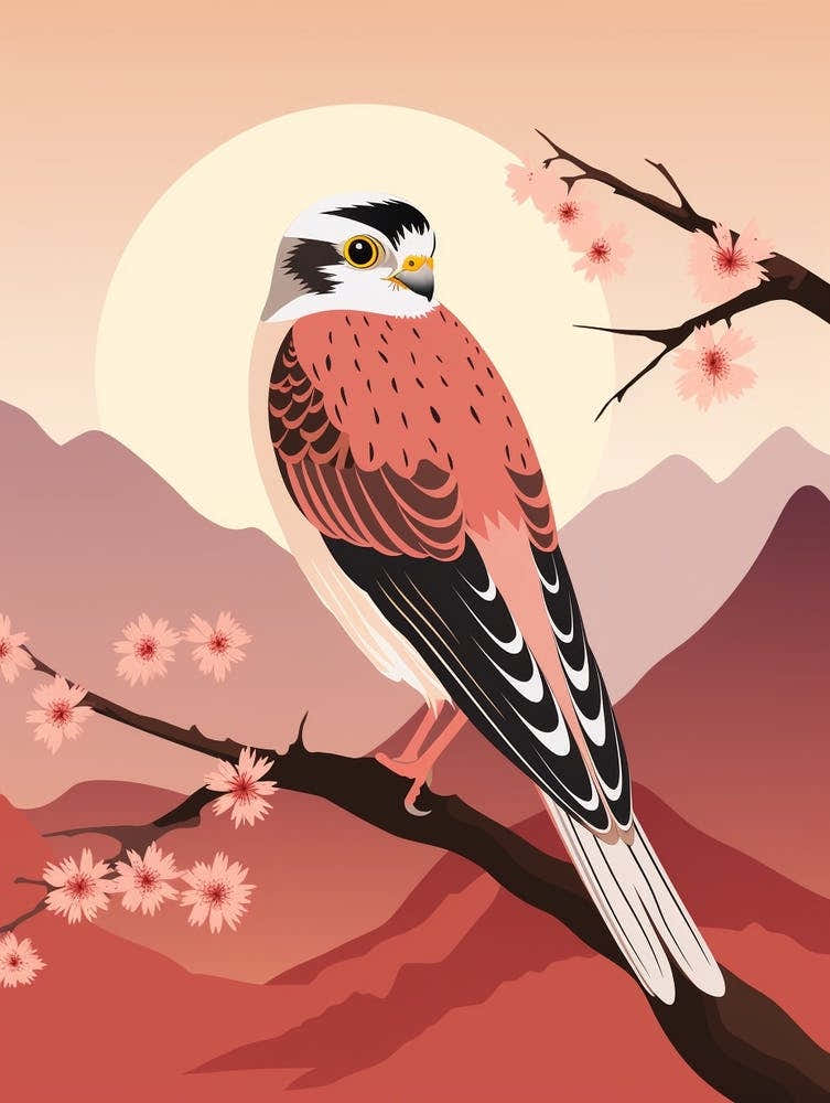 Minimalist American Kestrel 1 Illustration