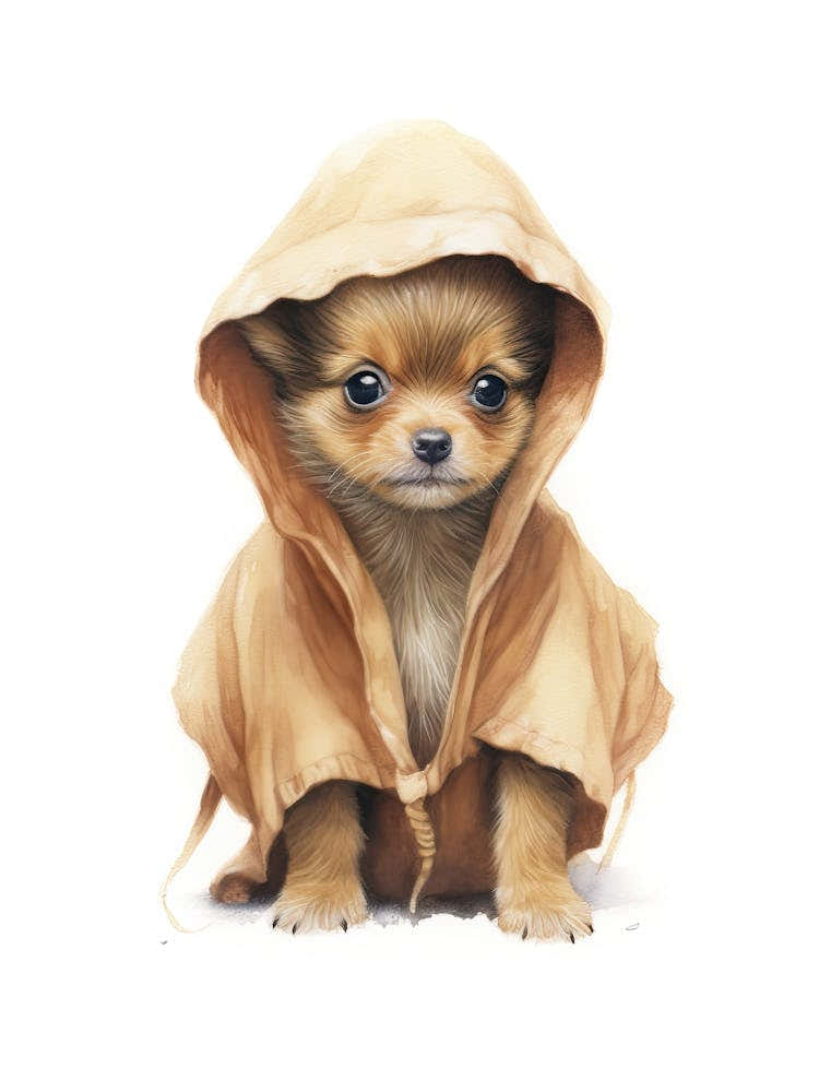 Puppy Dog As A Jedi Watercolour 3