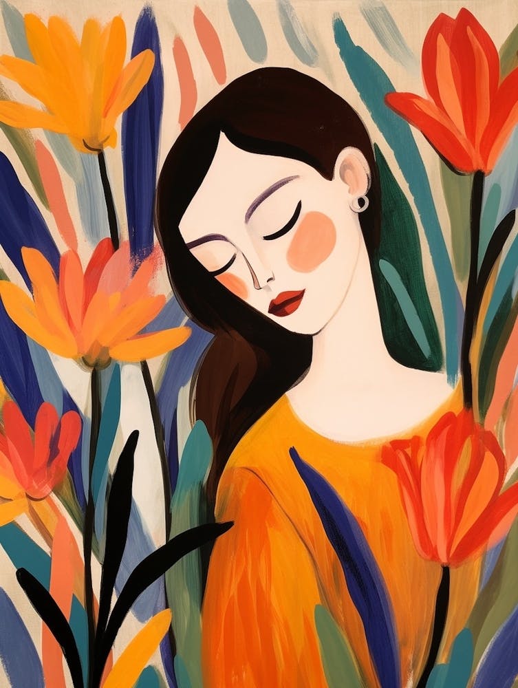 Woman With Autumnal Flowers Bird Of Paradise 4