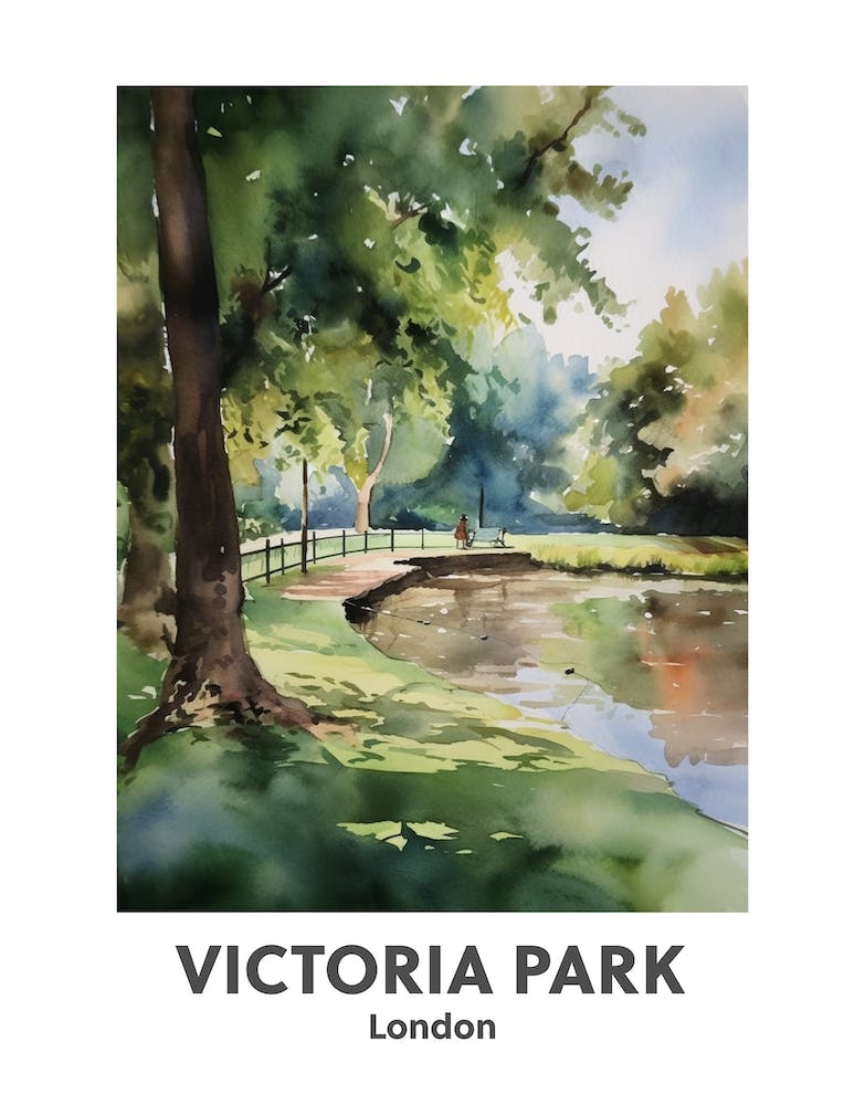 Victoria Park, London 2 Watercolour Travel Poster