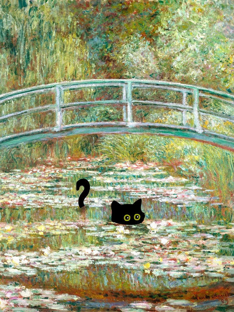 Black Cat Bridge Over A Pond Of Water Lilies By Claude Monet
