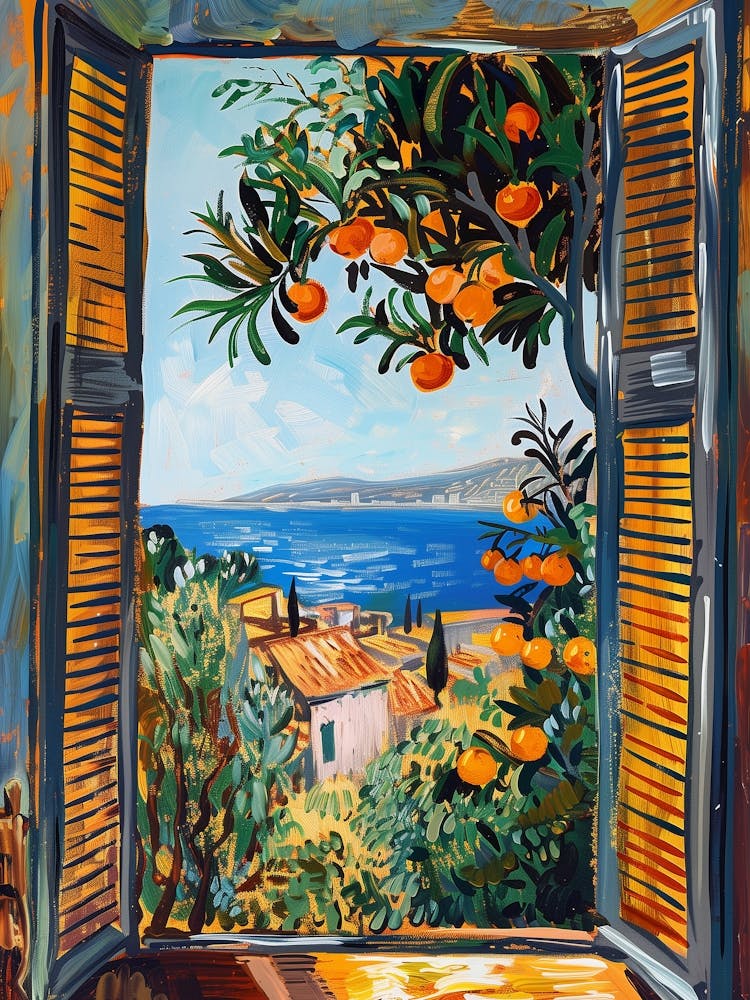 Open Window Henri Matisse Style Fauvism Painting Mediterranean