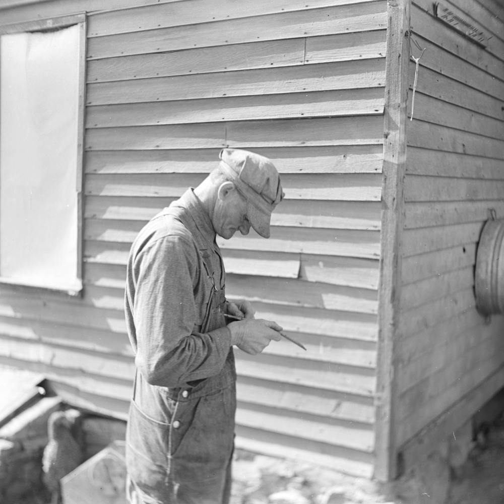 Tip Estes, Forty Three Year Old Hired Man And Father Of Nine Children, Whittling On A Piece Of Wood, Near Fowler, Indiana