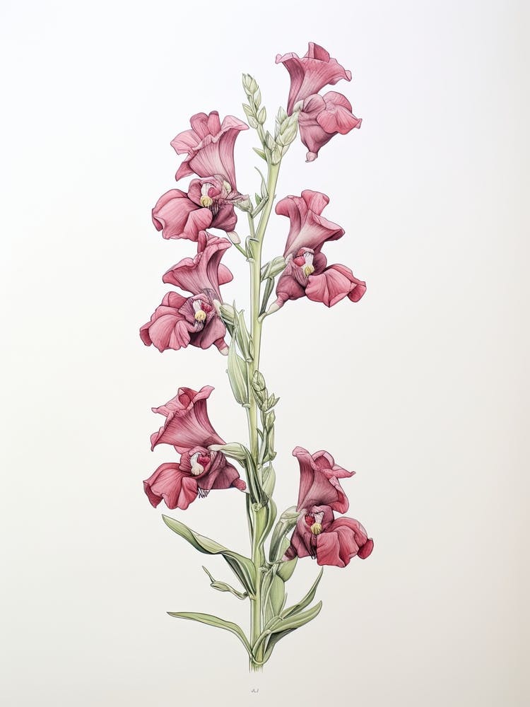 Snapdragons Flower Vintage Botanical 0