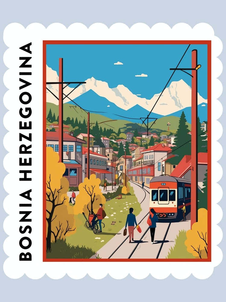 Bosnia Herzegovina 1 Travel Stamp Poster