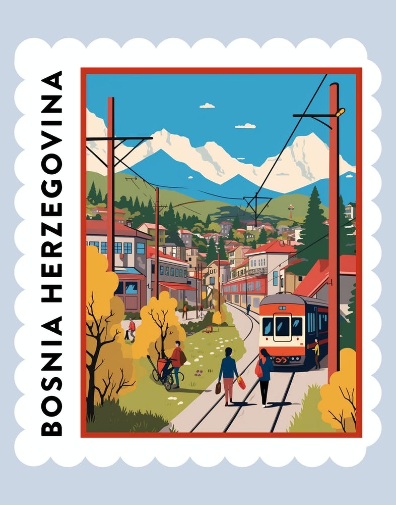 Bosnia Herzegovina 1 Travel Stamp Poster