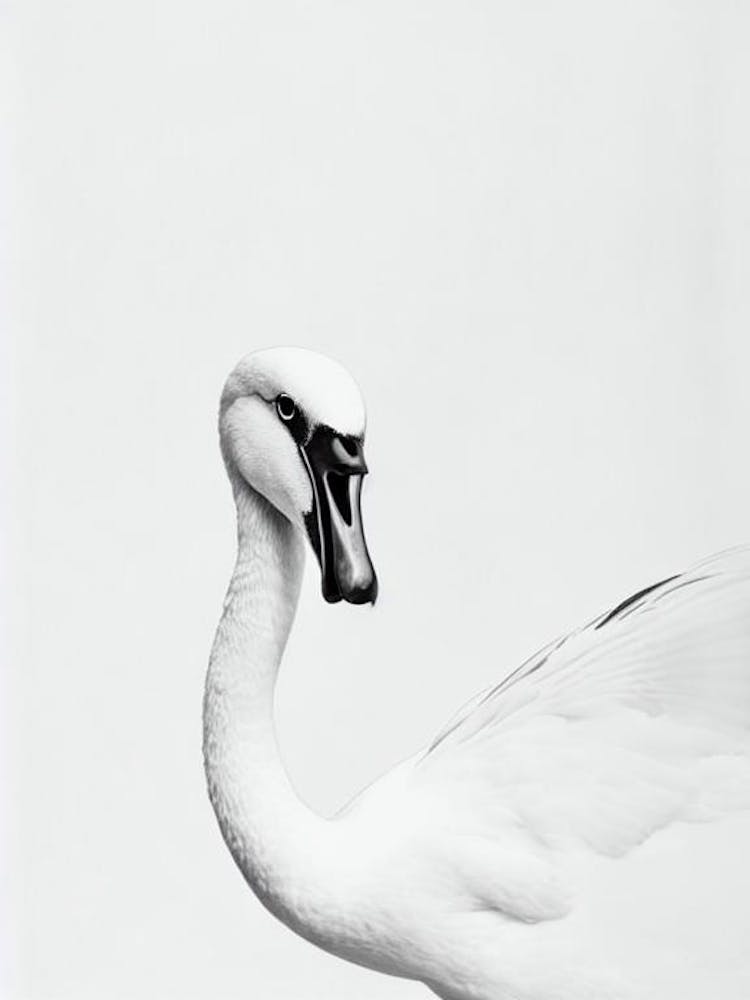 Swan B&W Pencil Drawing 1 Bird