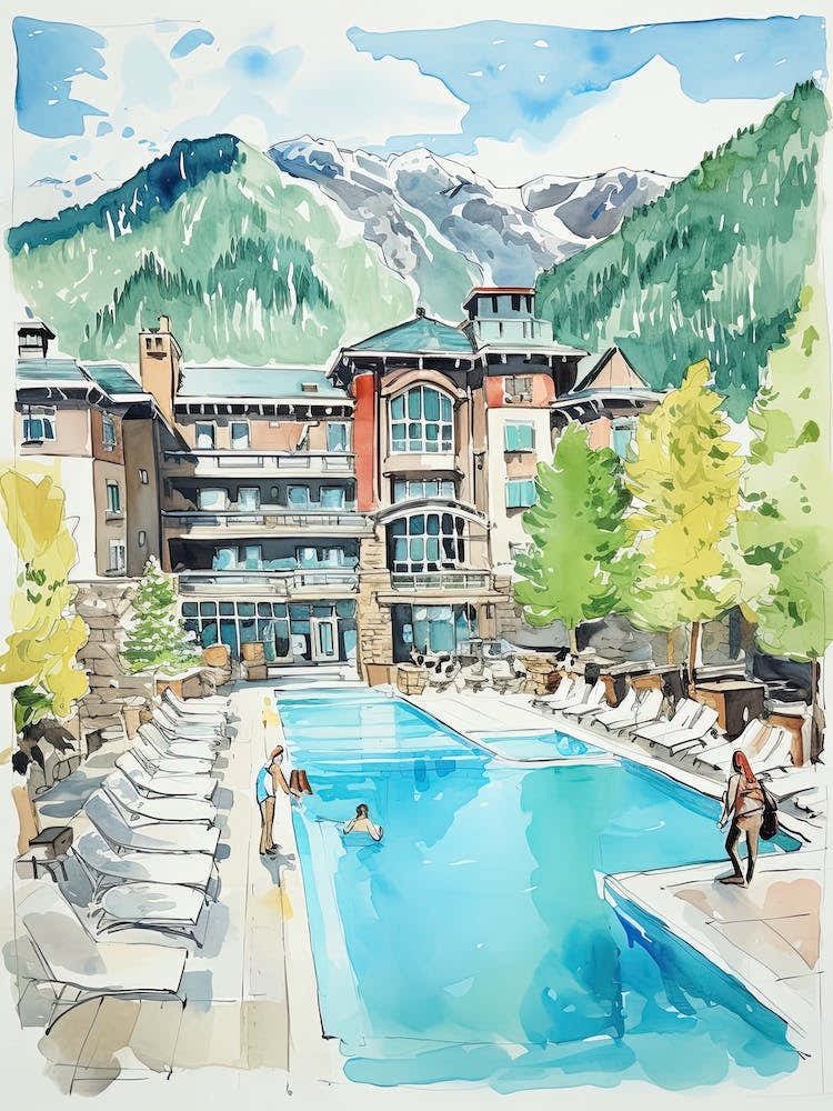 Little Nell Hotel   Aspen, Colorado   Resort Storybook Illustration 1