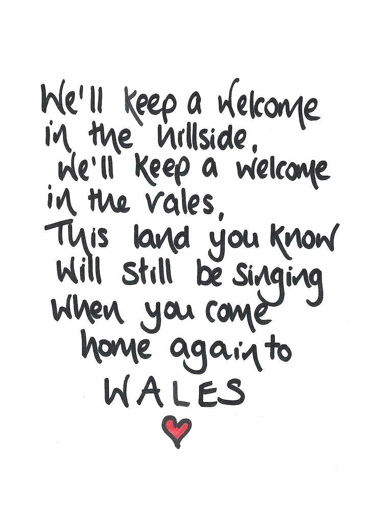 Welsh Handwritten Lyrics We'll Keep A Welcome In The Hillside