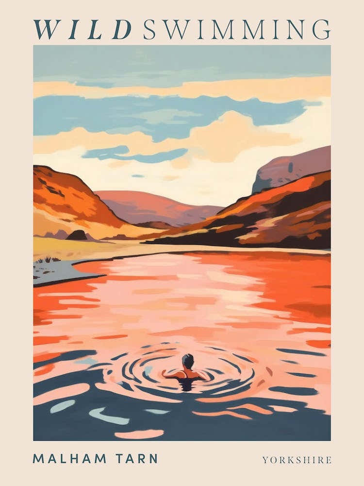 Wild Swimming At Malham Tarn Yorkshire 3 Poster