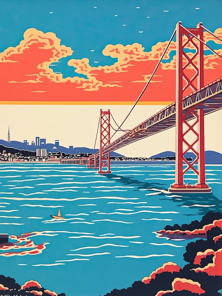 Akashi Kaikyo Bridge Japan Colourful 1