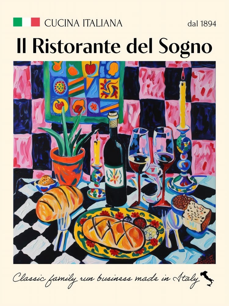 Il Ristorante Del Sogno Trattoria Italian Poster Food Kitchen