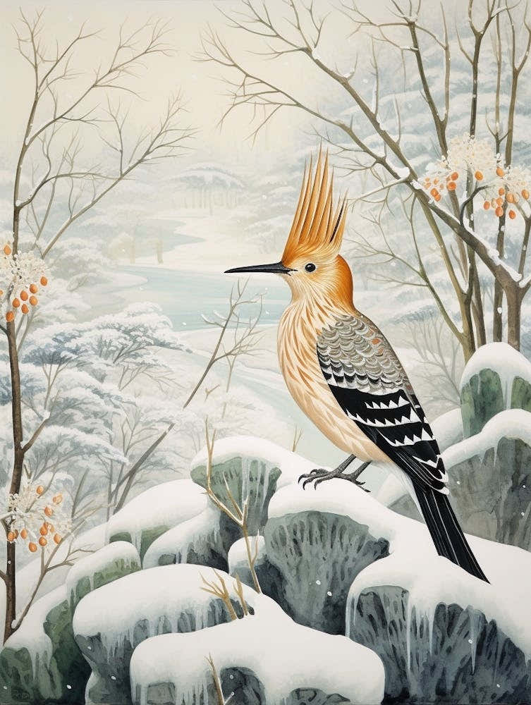 Winter Bird Painting Hoopoe 1