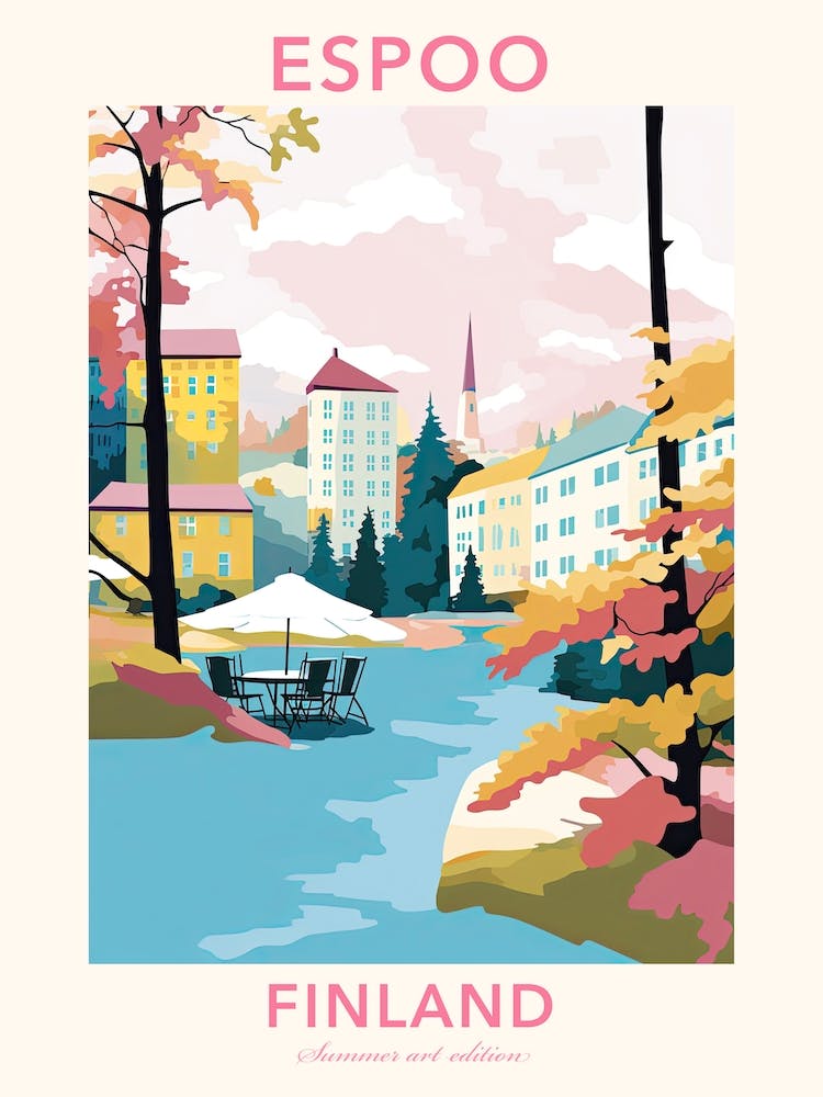 Espoo, Finland, Flat Pastels Tones Illustration 3 Poster