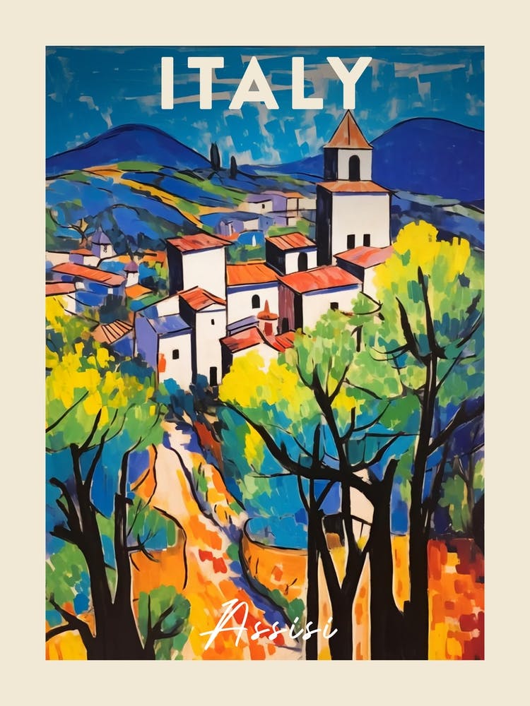 Assisi Italy 2 Fauvist Painting  Travel Poster