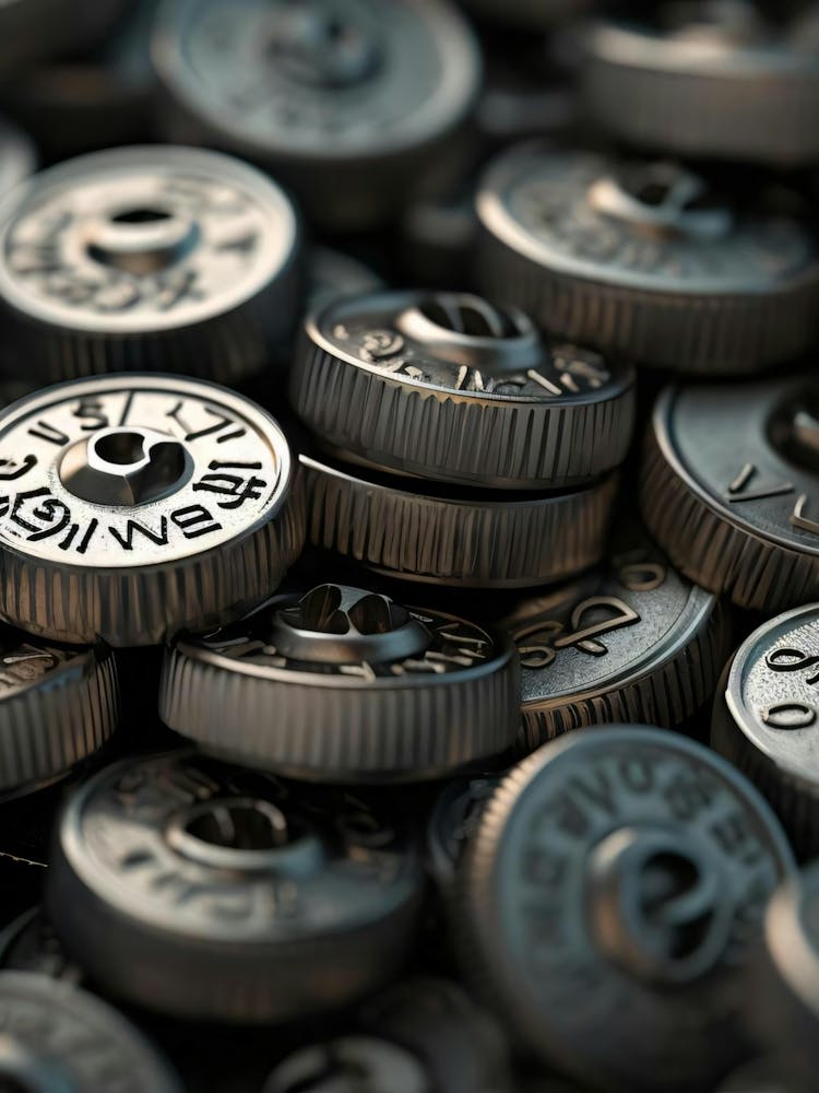 Close Up Of A Pile Of Metal Weights
