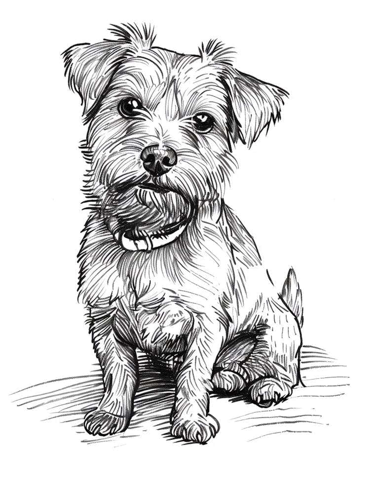 Norfolk Terrier Dog Line Sketch 2