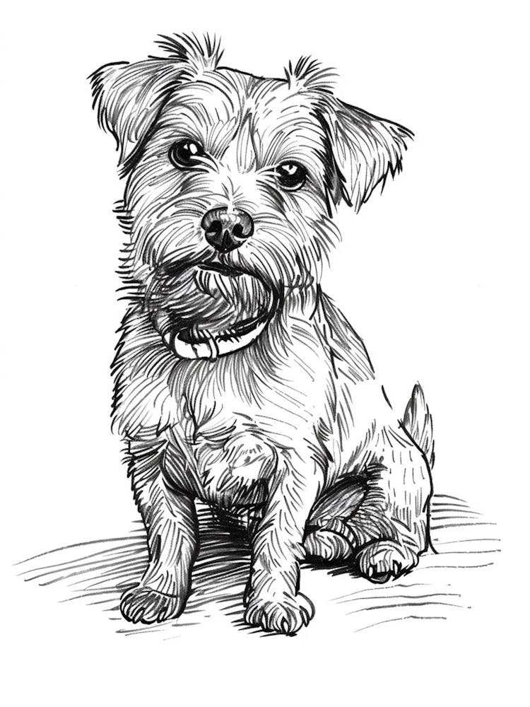 Norfolk Terrier Dog Line Sketch 2