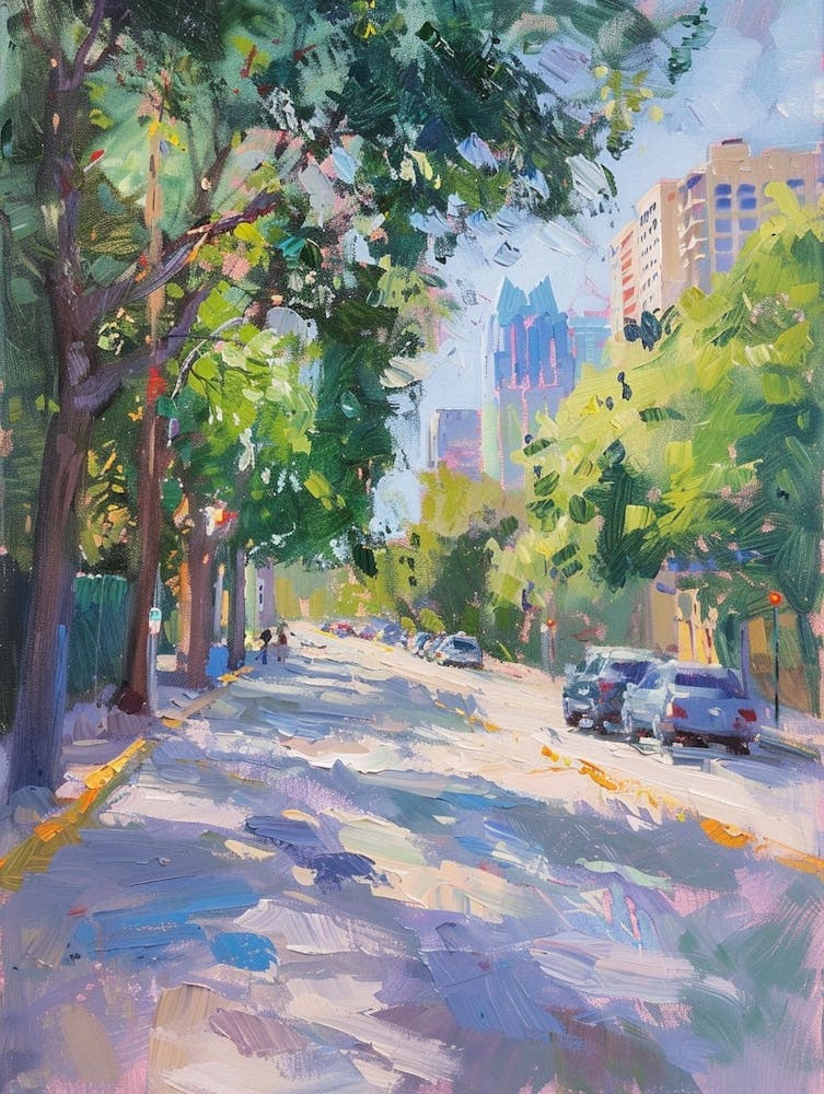 Sixth Street Austin Texas Oil Painting 1