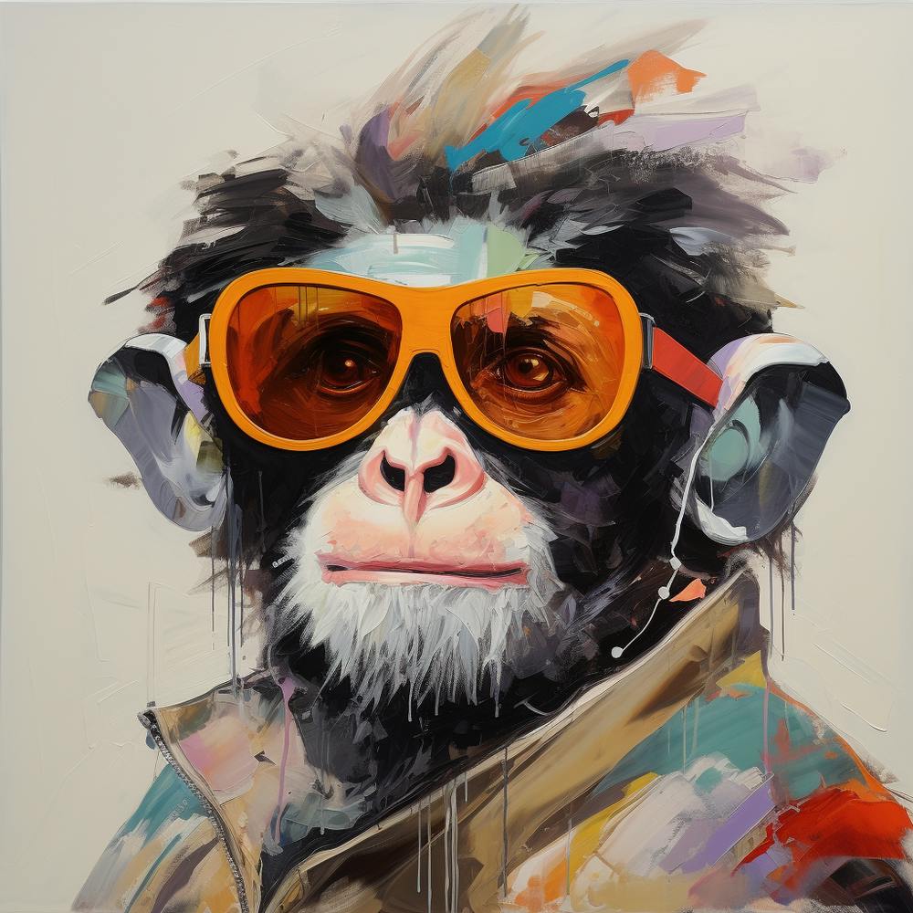 Monkey With Sunglasses - Painting