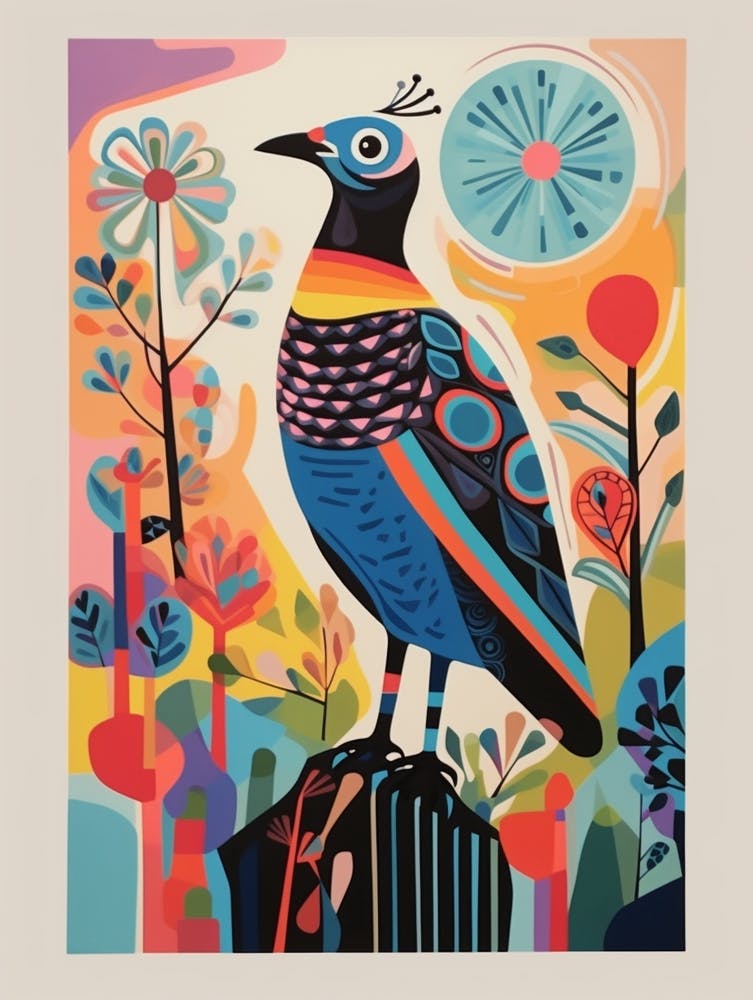 Colourful Scandi Bird Grouse 1