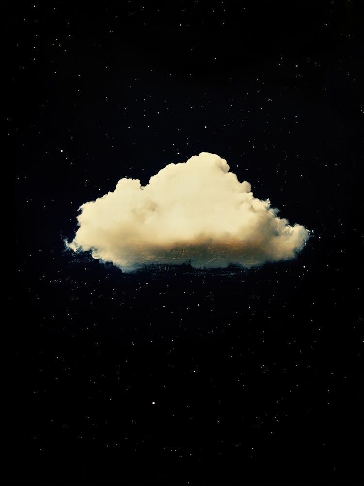 Cloud Wall Art Painting Night Sky With Stars Print