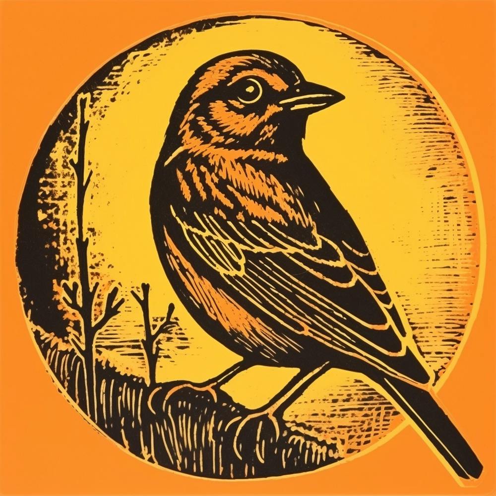 Retro Bird Lithograph Yellowhammer 2