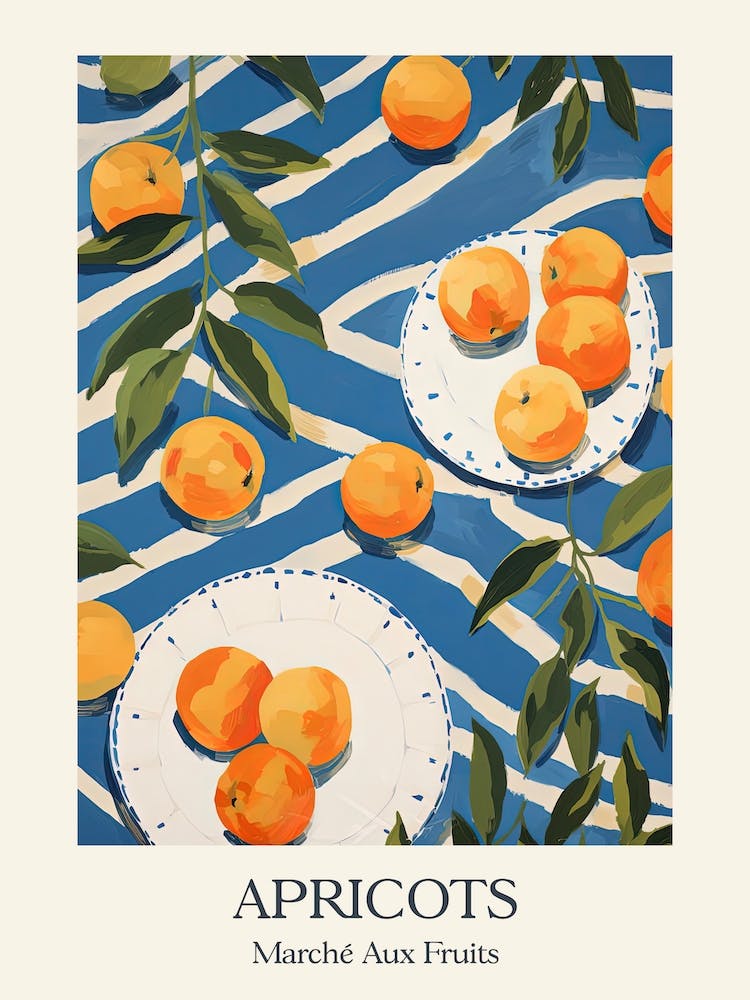 Marche Aux Fruits Poster Apricots Fruit Summer Illustration 3