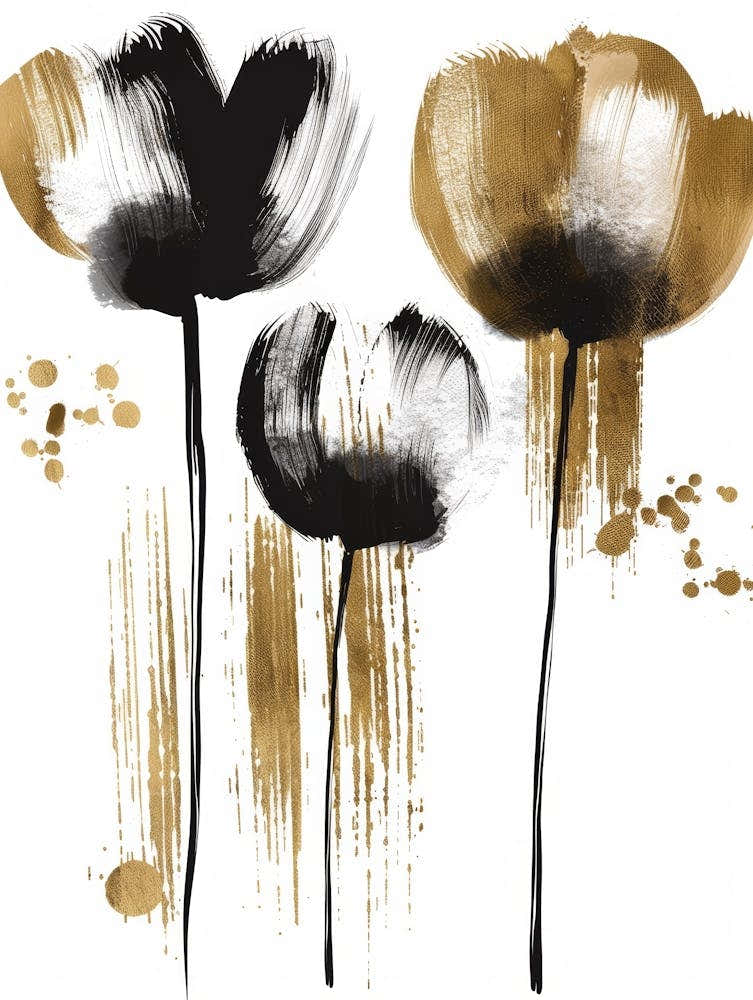 Black And Gold Poppies